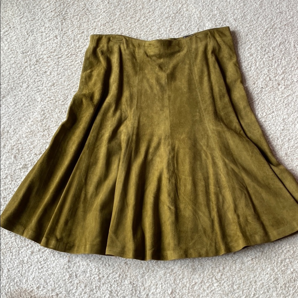 Salvatore Ferragamo Green Midi A-line Pleated Skirt